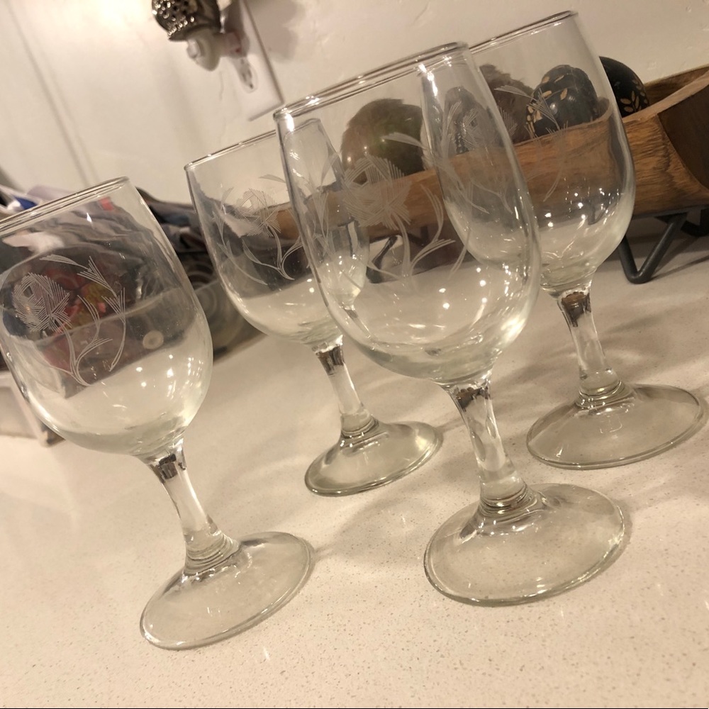 Etched Rose Fostoria classy wine glasses set of 4